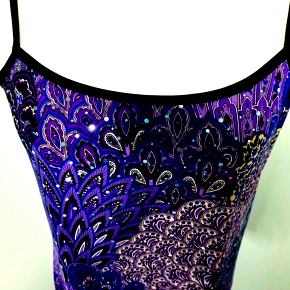 Dream Dance Peacock Dress Multicolor Purple Blue Sparkly Womens Small - Picture 7 of 7